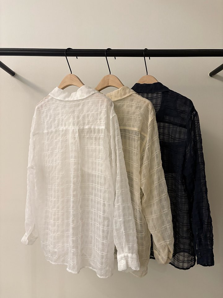 Ore - Korean Women Fashion - #momslook - Sheer Check Shirt - 4