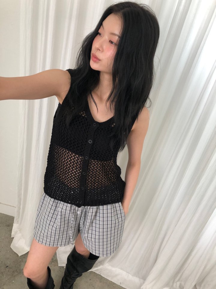 Ore - Korean Women Fashion - #womensfashion - Net Knit Vest - 2