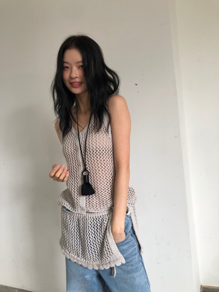 Ore - Korean Women Fashion - #womensfashion - Net Knit Vest - 8