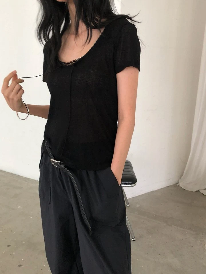 Ore - Korean Women Fashion - #momslook - Loose Lace Tee - 4