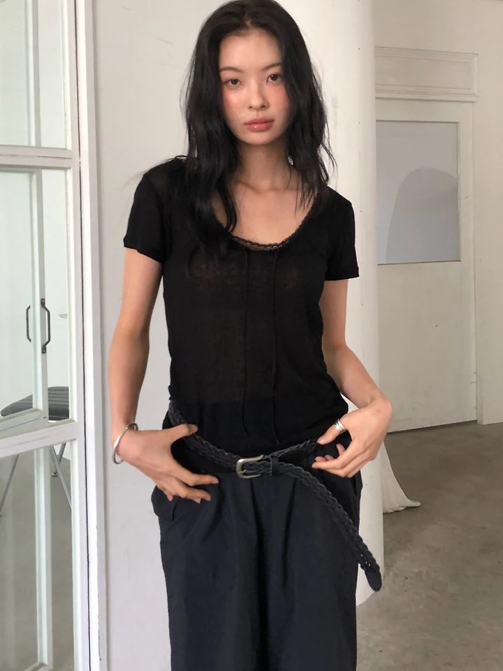 Ore - Korean Women Fashion - #womensfashion - Loose Lace Tee - 6