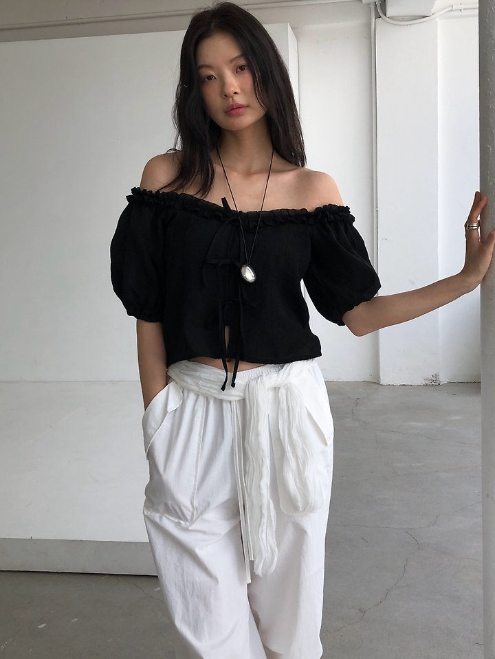 Ore - Korean Women Fashion - #womensfashion - Pine Off-Shoulder Blouse - 6