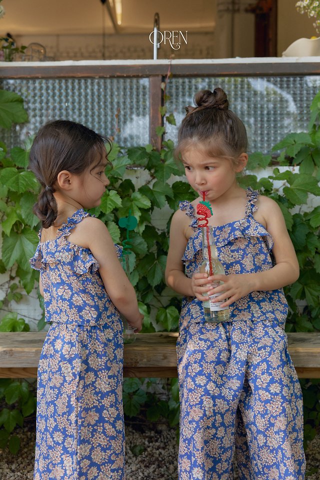 Oren - Korean Children Fashion - #childofig - Mellow Pleated Set (Blue Flower) - 12