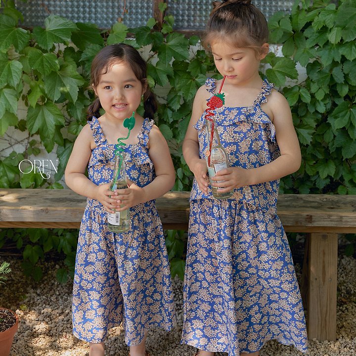 Oren - Korean Children Fashion - #discoveringself - Mellow Pleated Set (Blue Flower) - 2