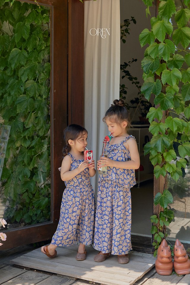 Oren - Korean Children Fashion - #fashionkids - Mellow Pleated Set (Blue Flower) - 4