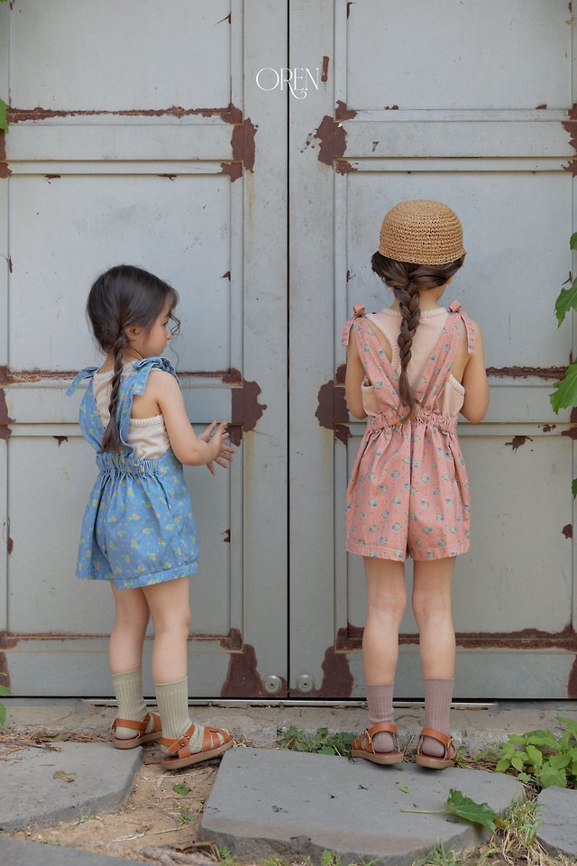 Oren - Korean Children Fashion - #kidsstore - Camellia Jumper Overalls - 7