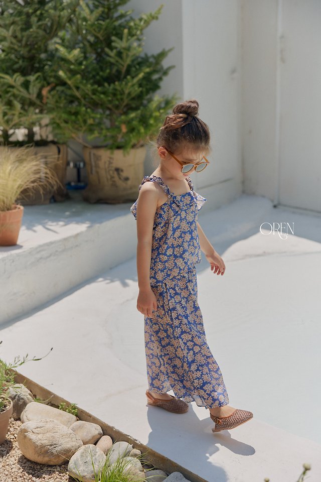 Oren - Korean Children Fashion - #kidzfashiontrend - Mellow Pleated Set (Blue Flower) - 6
