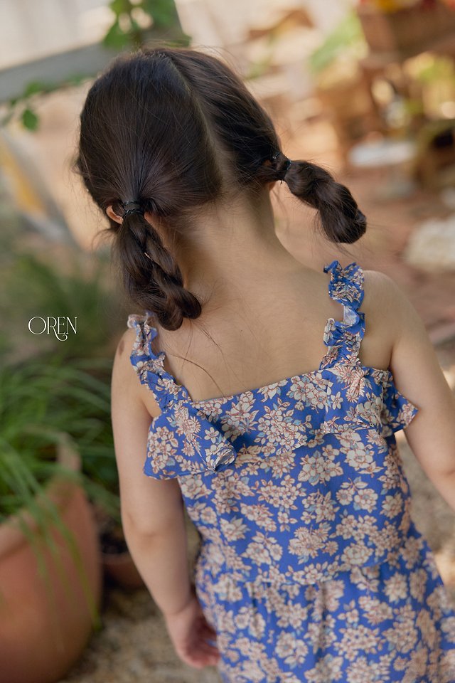 Oren - Korean Children Fashion - #littlefashionista - Mellow Pleated Set (Blue Flower) - 8