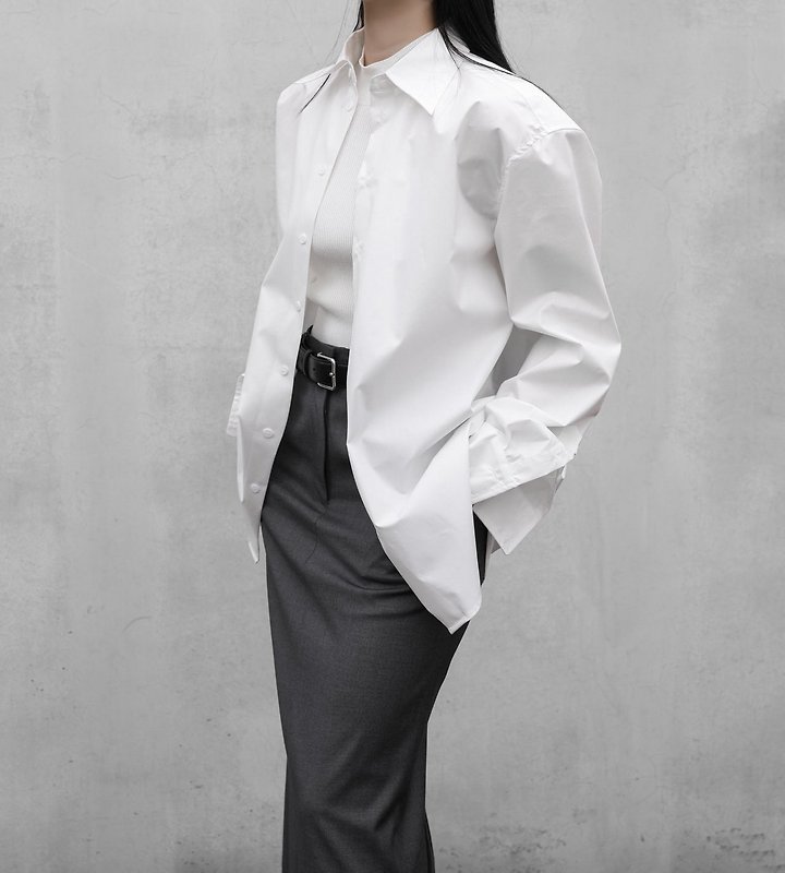 Paper Moon - Korean Women Fashion - #momslook - Classic Premium Cotton Button-Down Shirt - 3