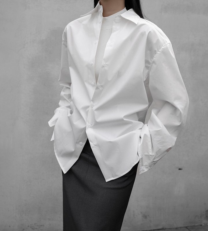 Paper Moon - Korean Women Fashion - #momslook - Classic Premium Cotton Button-Down Shirt - 5