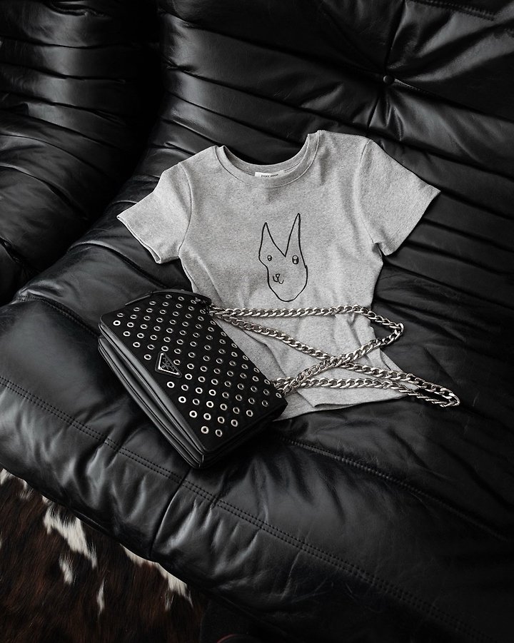 Paper Moon - Korean Women Fashion - #momslook - Little Bunny Cropped Tee - 2