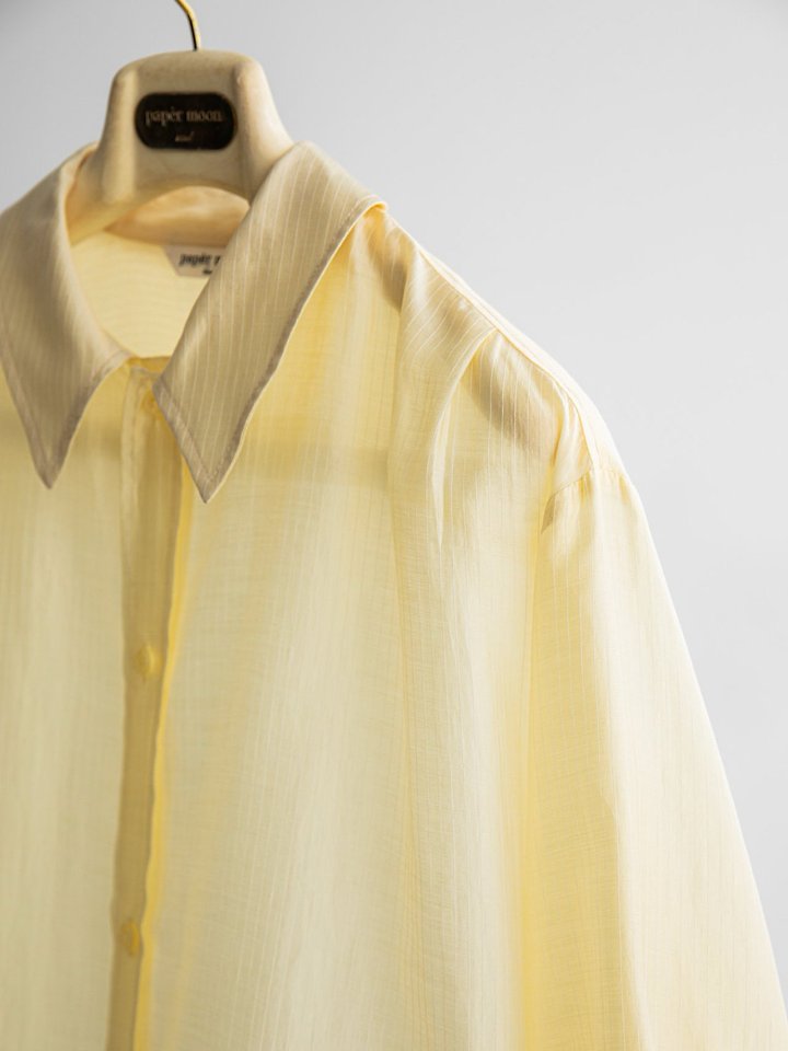 Paper Moon - Korean Women Fashion - #momslook - Soft Sheer Stripe Half-Sleeve Shirt - 3