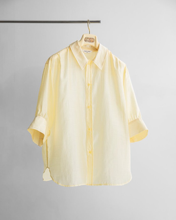 Paper Moon - Korean Women Fashion - #momslook - Soft Sheer Stripe Half-Sleeve Shirt - 7