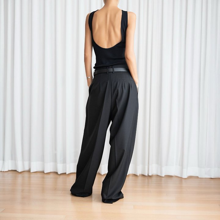 Paper Moon - Korean Women Fashion - #womensfashion - Summer Wool Low-Waist Trousers - 4