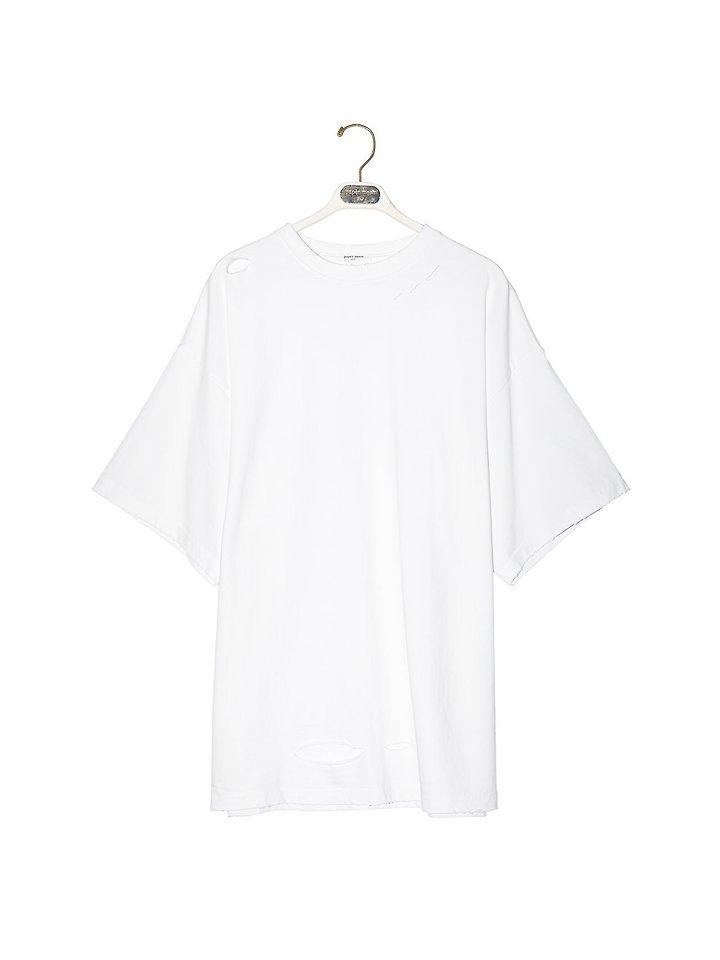Paper Moon - Korean Women Fashion - #momslook - Oversized Pigment-Washed Cut Detail Tee - 5