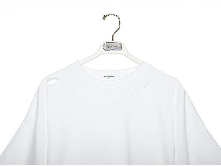 Paper Moon - Korean Women Fashion - #momslook - Oversized Pigment-Washed Cut Detail Tee - 7