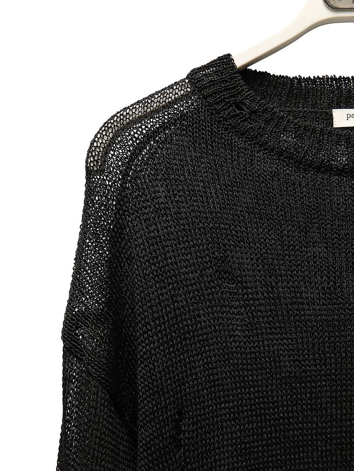 Paper Moon - Korean Women Fashion - #momslook - Distressed Sheer Linen Knit Top - 11
