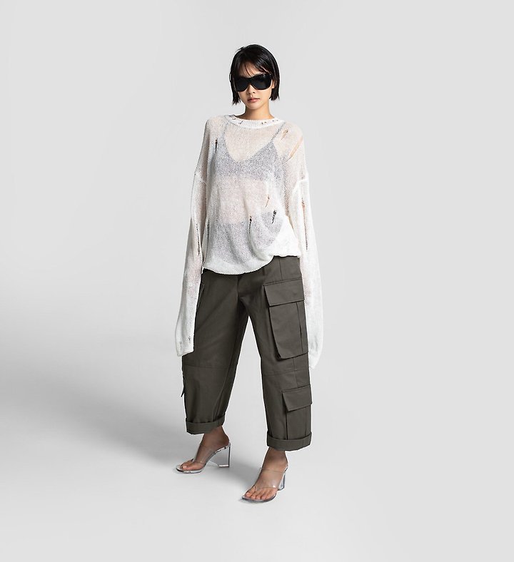 Paper Moon - Korean Women Fashion - #momslook - Distressed Sheer Linen Knit Top - 2