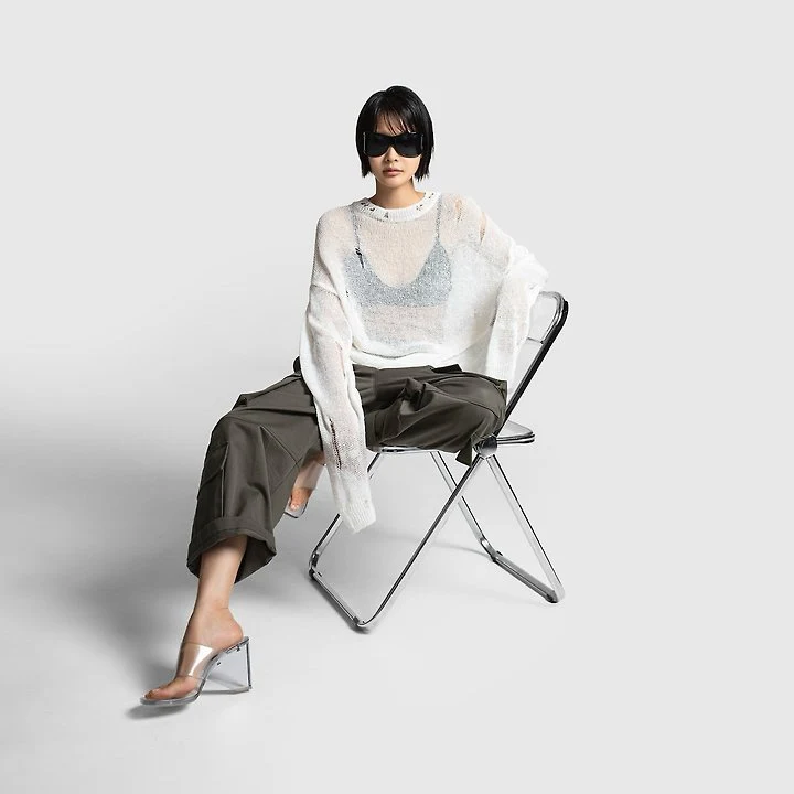 Paper Moon - Korean Women Fashion - #momslook - Distressed Sheer Linen Knit Top - 6