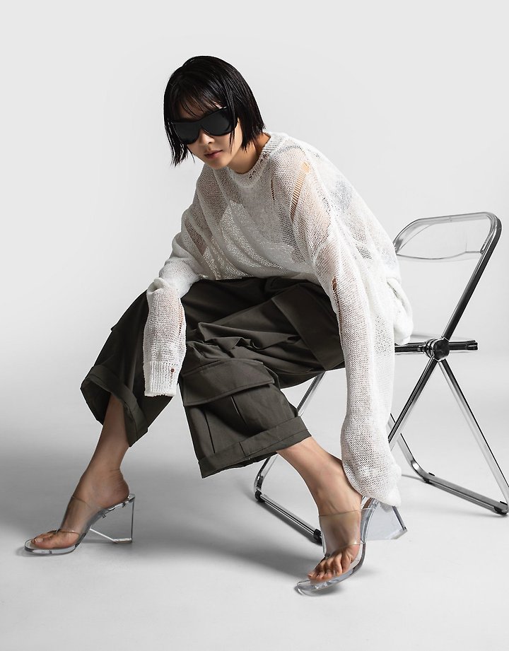 Paper Moon - Korean Women Fashion - #momslook - Distressed Sheer Linen Knit Top - 7