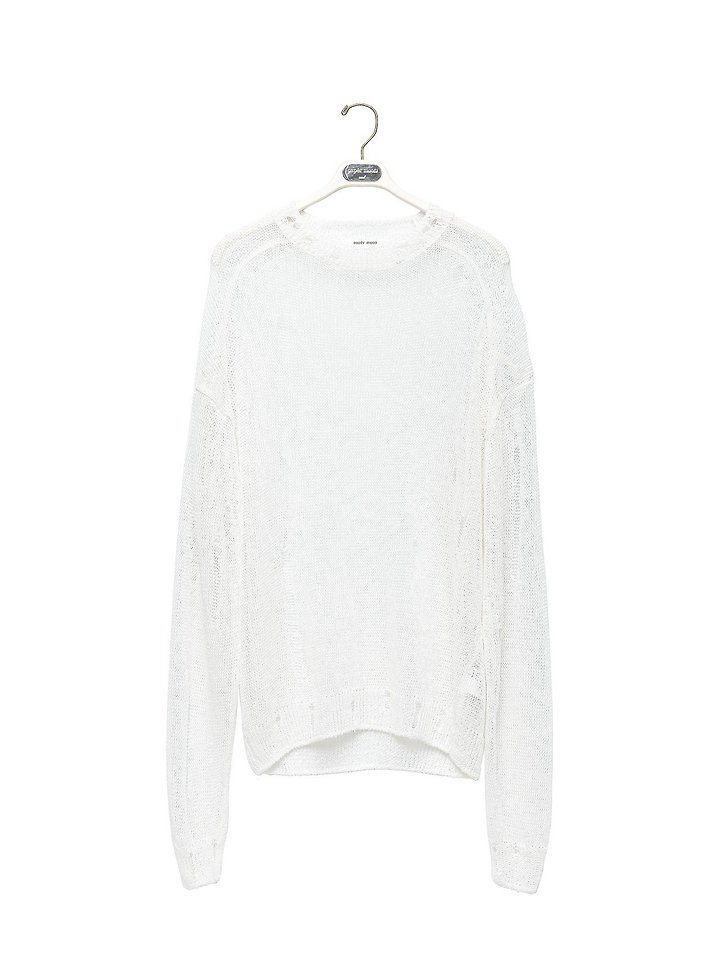 Paper Moon - Korean Women Fashion - #momslook - Distressed Sheer Linen Knit Top - 8