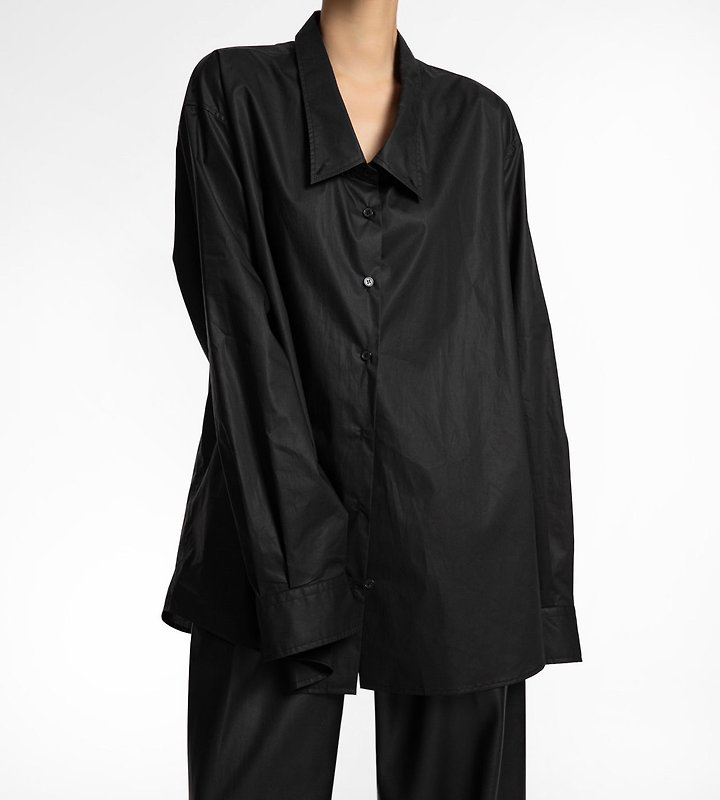Paper Moon - Korean Women Fashion - #momslook - Low-Collar Paper Button-Down Shirt - 5