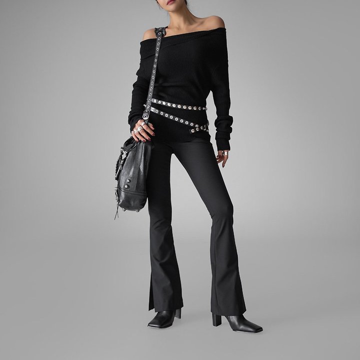 Paper Moon - Korean Women Fashion - #momslook - Side-Slit Maxi Flare Pants - 2