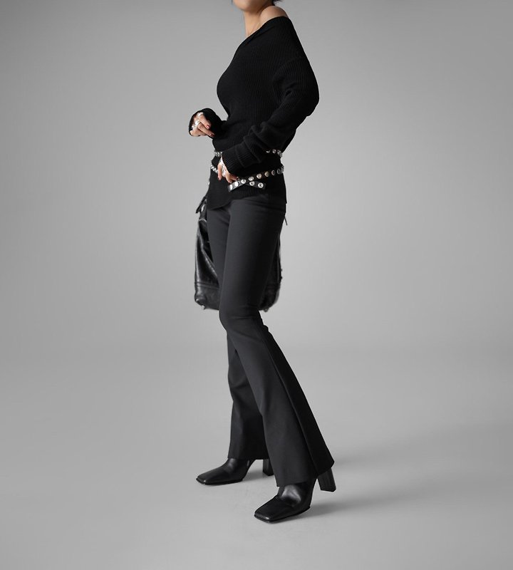 Paper Moon - Korean Women Fashion - #momslook - Side-Slit Maxi Flare Pants - 5