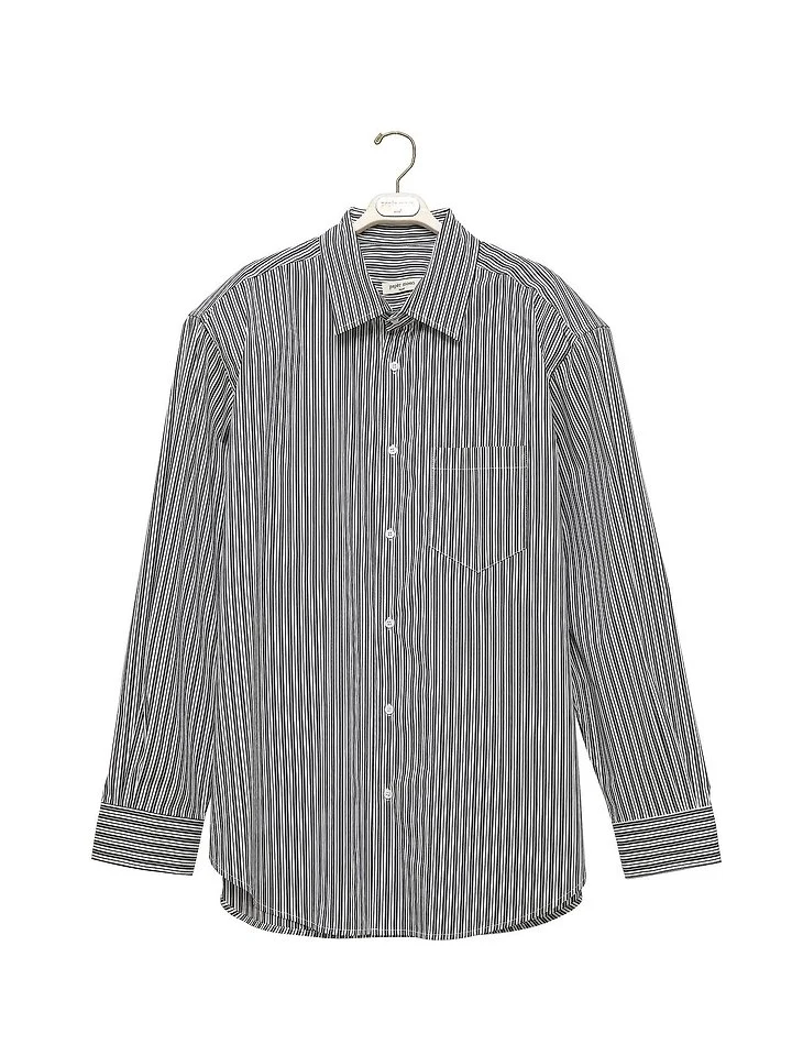 Paper Moon - Korean Women Fashion - #momslook - Boyfriend-Fit Oversized Stripe Button-Down Shirt - 5