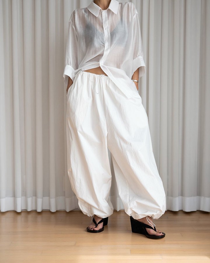 Paper Moon - Korean Women Fashion - #momslook - Cotton Balloon Wide Trousers - 4
