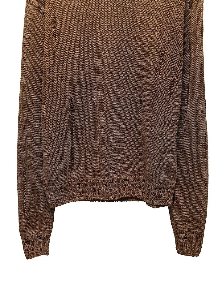 Paper Moon - Korean Women Fashion - #momslook - Distressed Sheer Linen Knit Top - 11