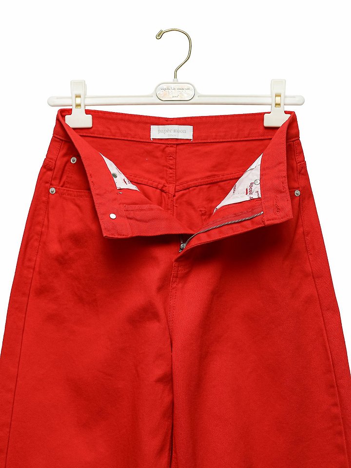 Paper Moon - Korean Women Fashion - #momslook - Color-Accent Wide Cotton Twill Trousers - 10