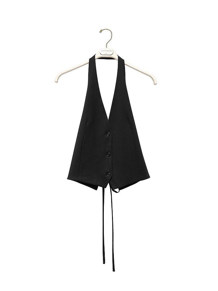 Paper Moon - Korean Women Fashion - #momslook - Back-Open Tailored Halter Neck Vest - 7