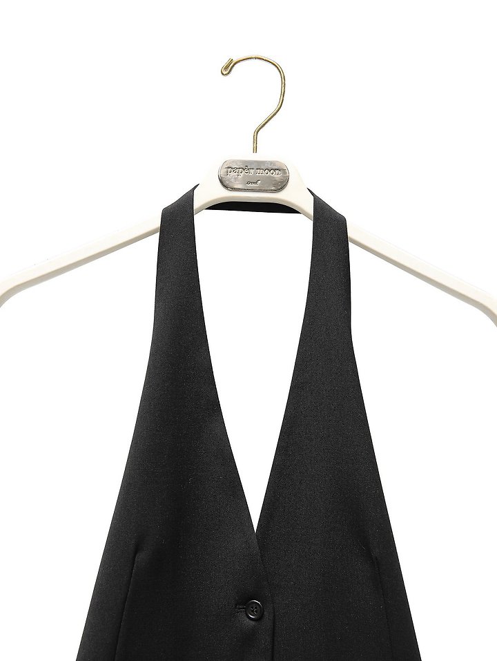 Paper Moon - Korean Women Fashion - #momslook - Back-Open Tailored Halter Neck Vest - 9