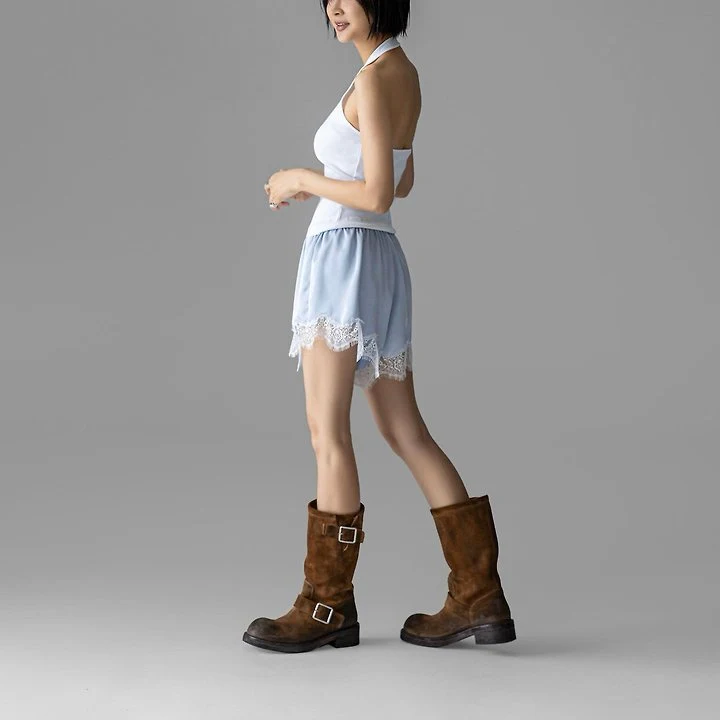 Paper Moon - Korean Women Fashion - #momslook - Satin Lace Shorts - 3