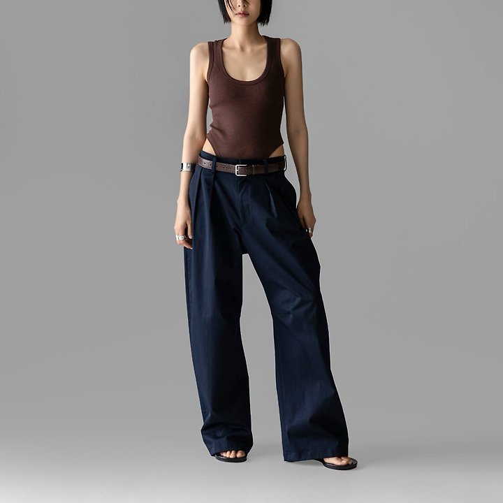 Paper Moon - Korean Women Fashion - #momslook - Curved Volume Wide Chino Pants - 3