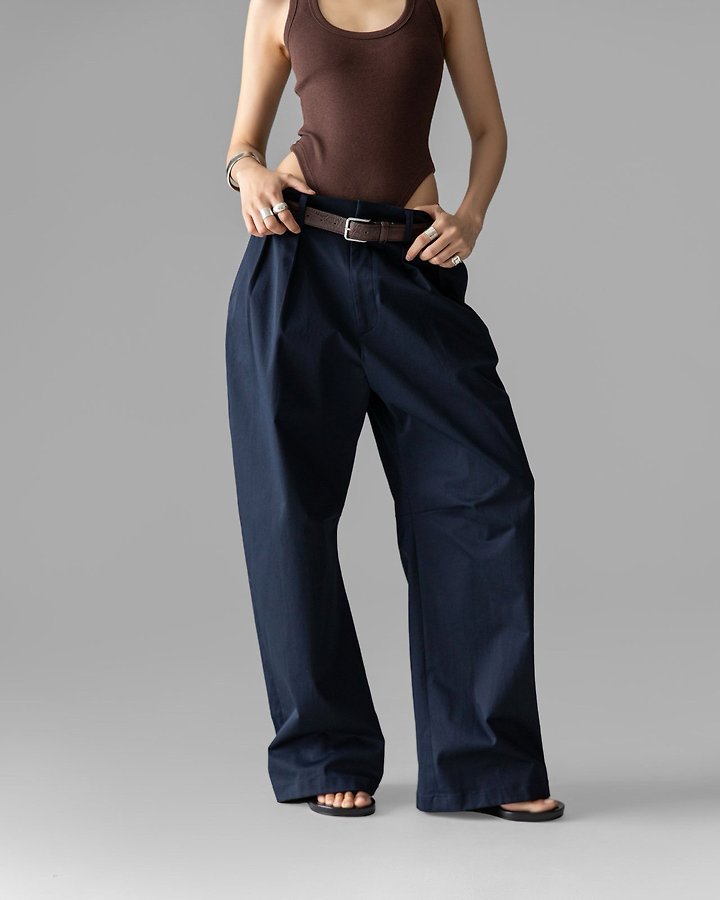 Paper Moon - Korean Women Fashion - #momslook - Curved Volume Wide Chino Pants - 5
