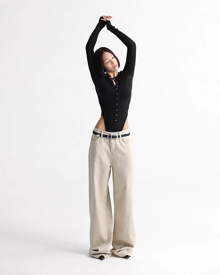 Paper Moon - Korean Women Fashion - #momslook - Ring Snap-Button Detail Bodysuit - 2