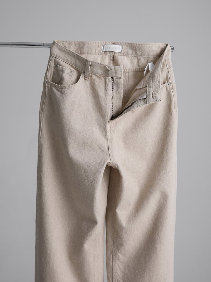 Paper Moon - Korean Women Fashion - #momslook - Natural Linen Denim Wide Pants - 3