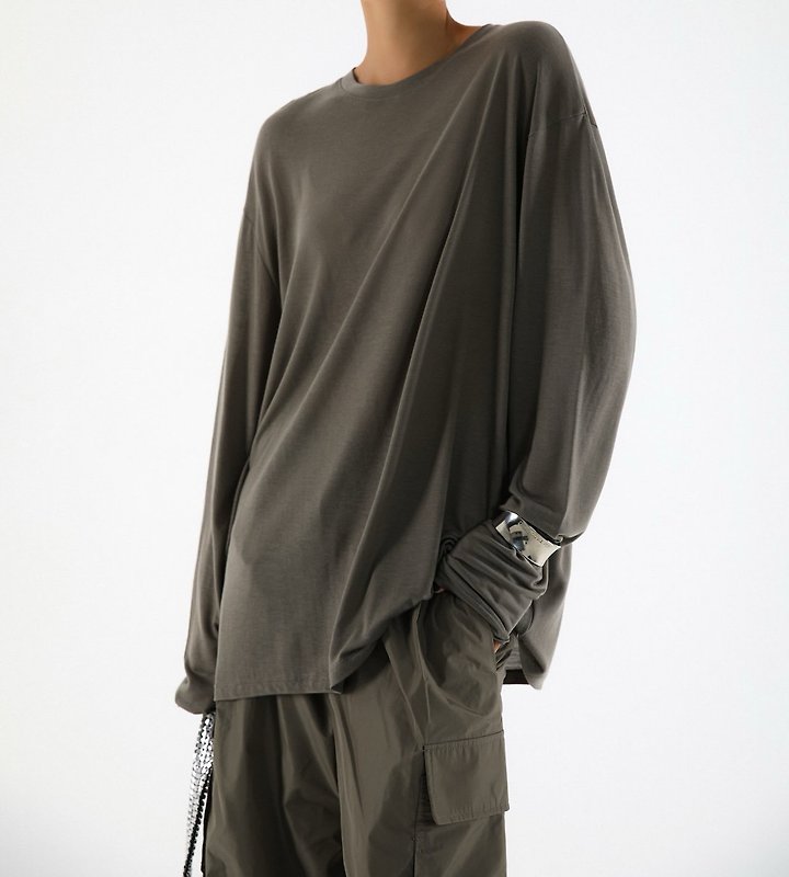Paper Moon - Korean Women Fashion - #momslook - Classic Oversized Soft Modal Long-Sleeve Tee - 4
