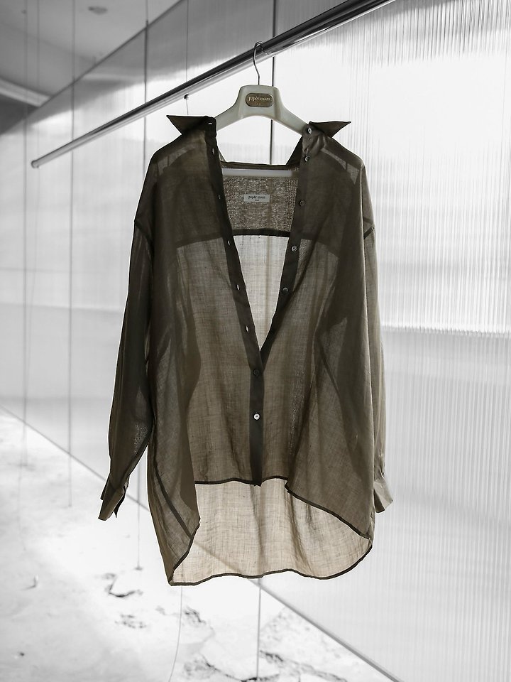 Paper Moon - Korean Women Fashion - #momslook - Vivid Oversized Linen Button-Down Shirt