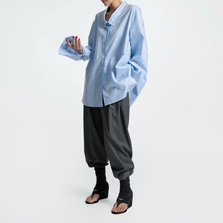 Paper Moon - Korean Women Fashion - #thelittlethings - Low-Collar Paper Button-Down Shirt - 4