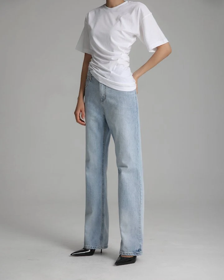 Paper Moon - Korean Women Fashion - #momslook - Twisted Drape Side-Line Detail Tee - 3
