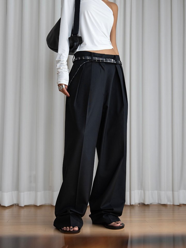 Paper Moon - Korean Women Fashion - #momslook - Summer Wool Low-Waist Trousers