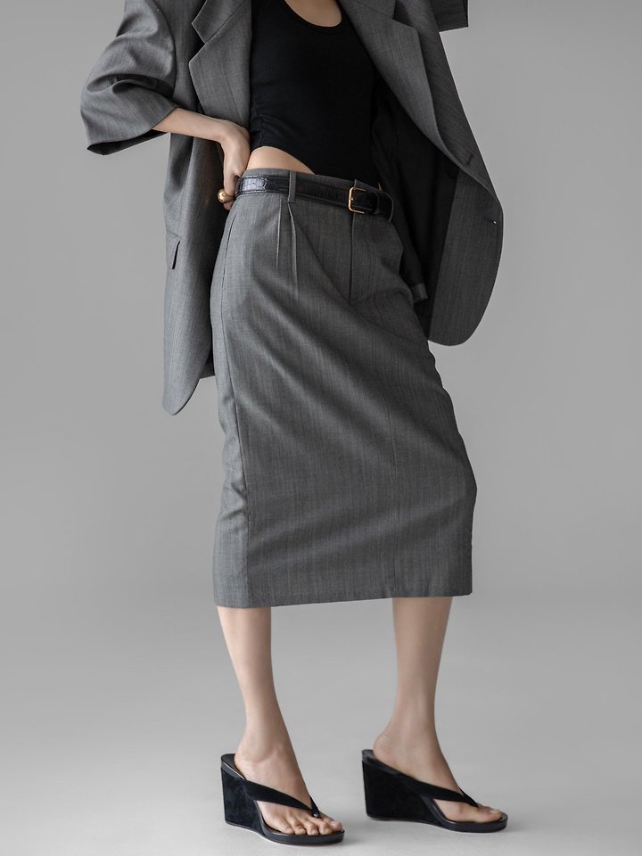 Paper Moon - Korean Women Fashion - #momslook - Summer Wool Pintuck Pencil Skirt