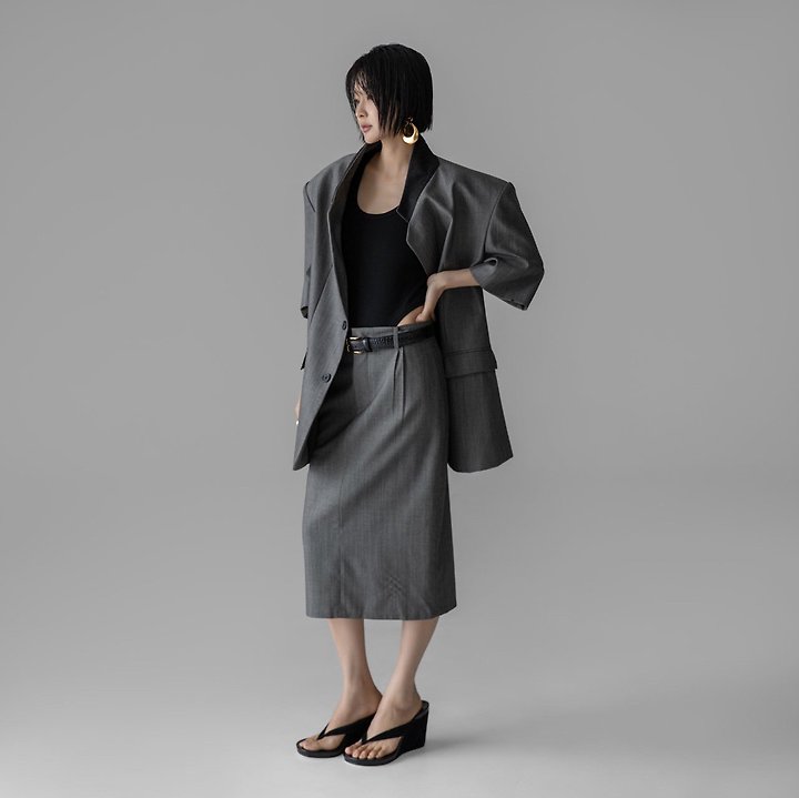 Paper Moon - Korean Women Fashion - #momslook - Summer Wool Pintuck Pencil Skirt - 3
