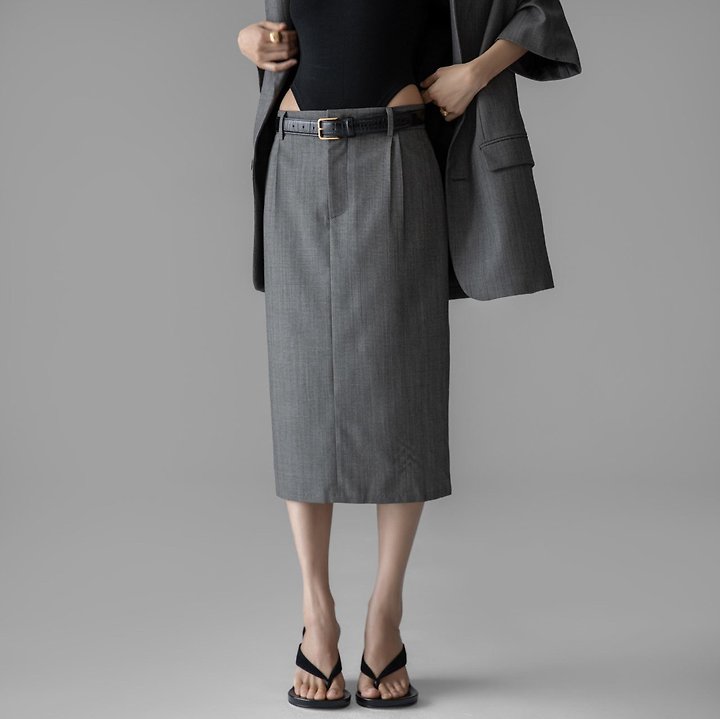 Paper Moon - Korean Women Fashion - #momslook - Summer Wool Pintuck Pencil Skirt - 5