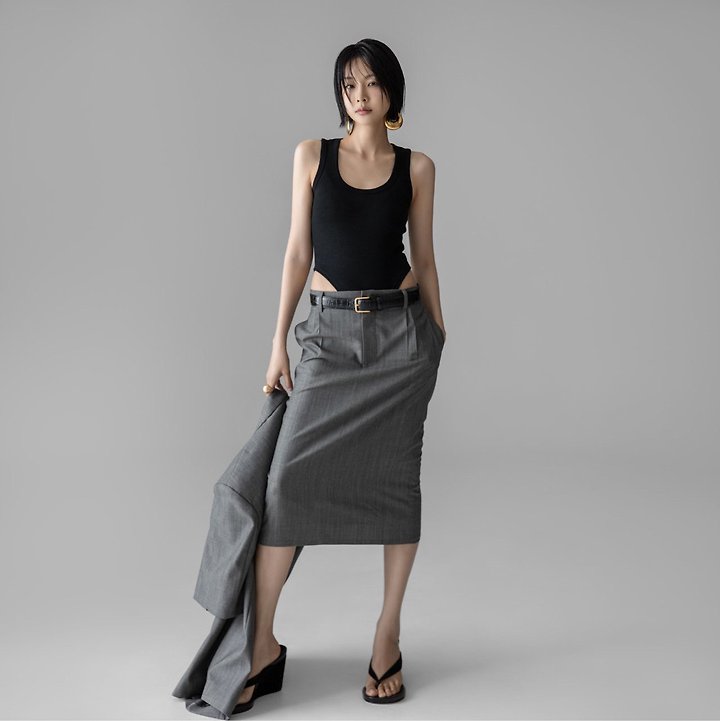 Paper Moon - Korean Women Fashion - #momslook - Summer Wool Pintuck Pencil Skirt - 7