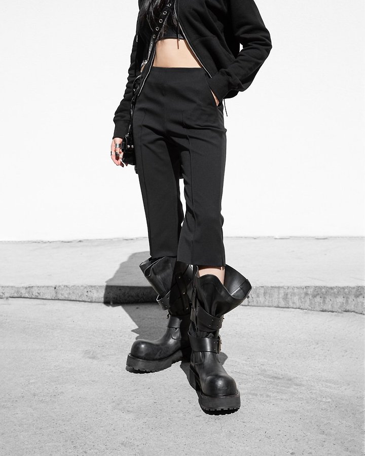Paper Moon - Korean Women Fashion - #momslook - Crease-Line Slit Midi Pants - 2