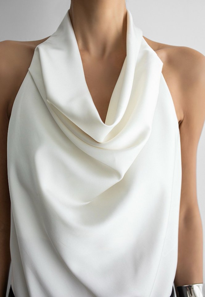 Paper Moon - Korean Women Fashion - #momslook - Classic Satin Halter Neck Blouse - 7